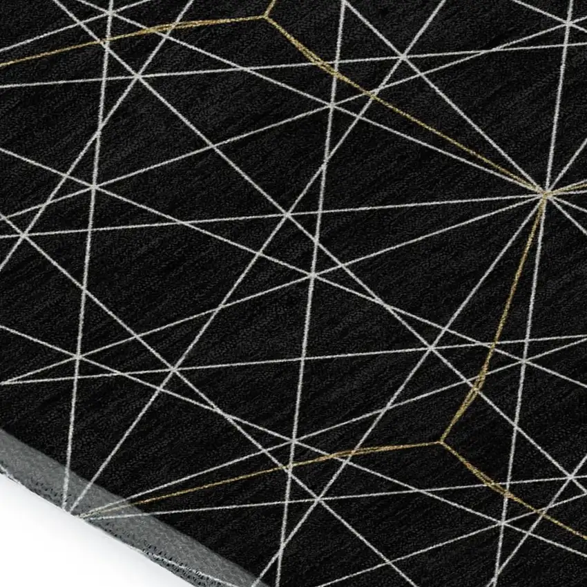 Black And Ivory Geometric Washable Area Rug With UV Protection Photo 2
