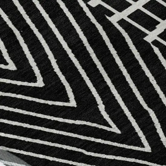 Black And Ivory Geometric Washable Area Rug With UV Protection Photo 2