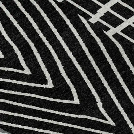 Black And Ivory Geometric Washable Area Rug With UV Protection Photo 2