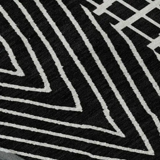 Black And Ivory Geometric Washable Area Rug With UV Protection Photo 2