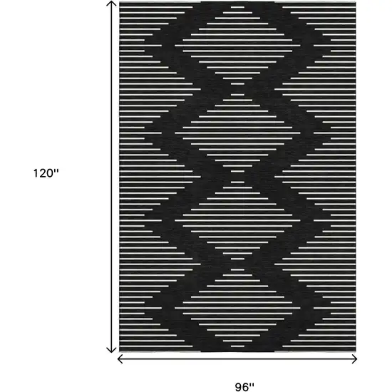 Black And Ivory Geometric Washable Area Rug With UV Protection Photo 7