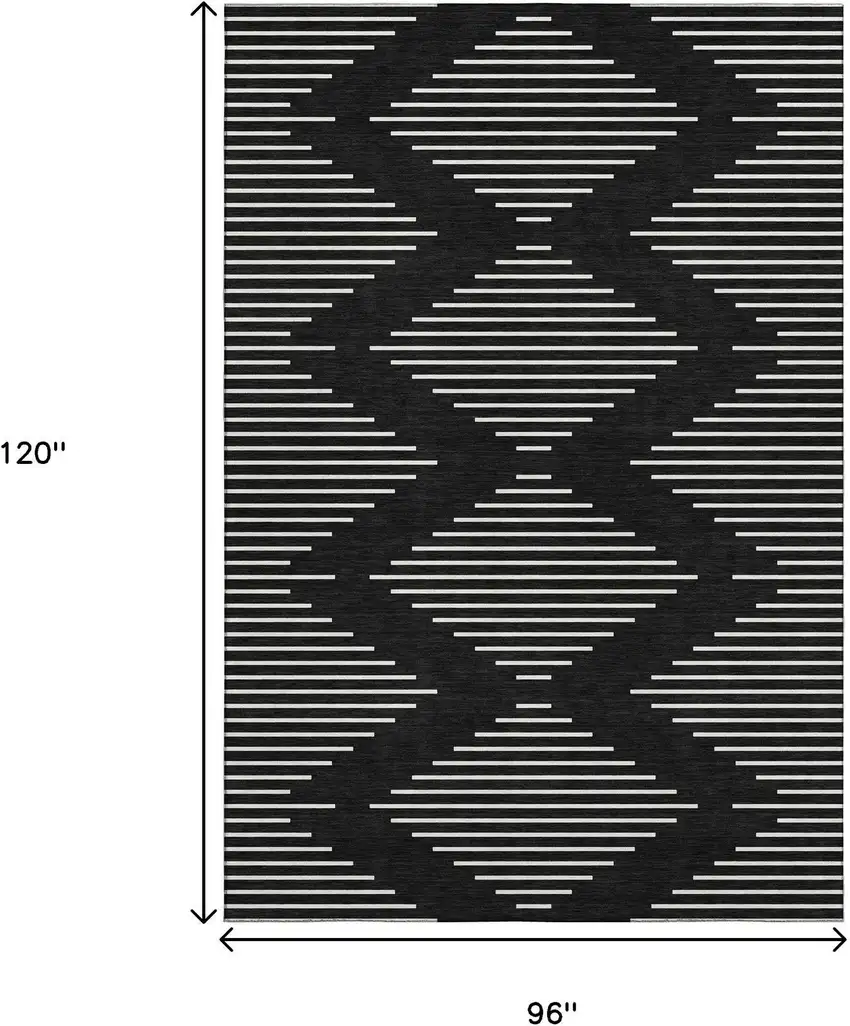 Black And Ivory Geometric Washable Area Rug With UV Protection Photo 7