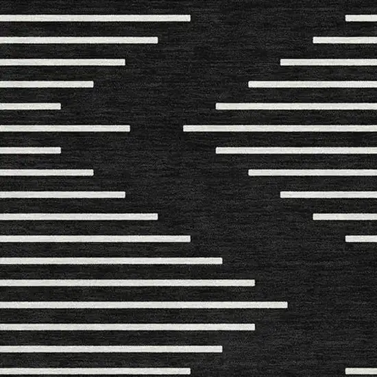 Black And Ivory Geometric Washable Area Rug With UV Protection Photo 2