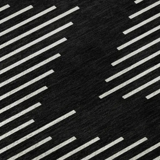Black And Ivory Geometric Washable Area Rug With UV Protection Photo 9