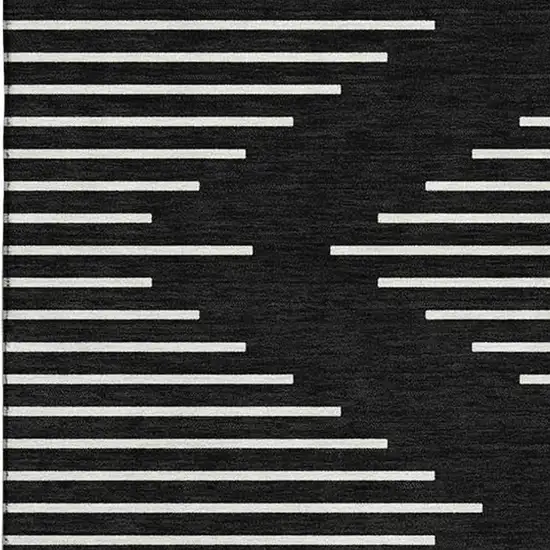Black And Ivory Geometric Washable Area Rug With UV Protection Photo 2