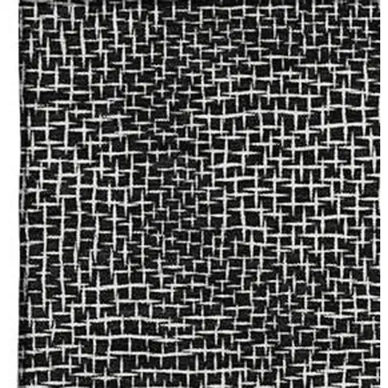 Black And Ivory Geometric Washable Area Rug With UV Protection Photo 2
