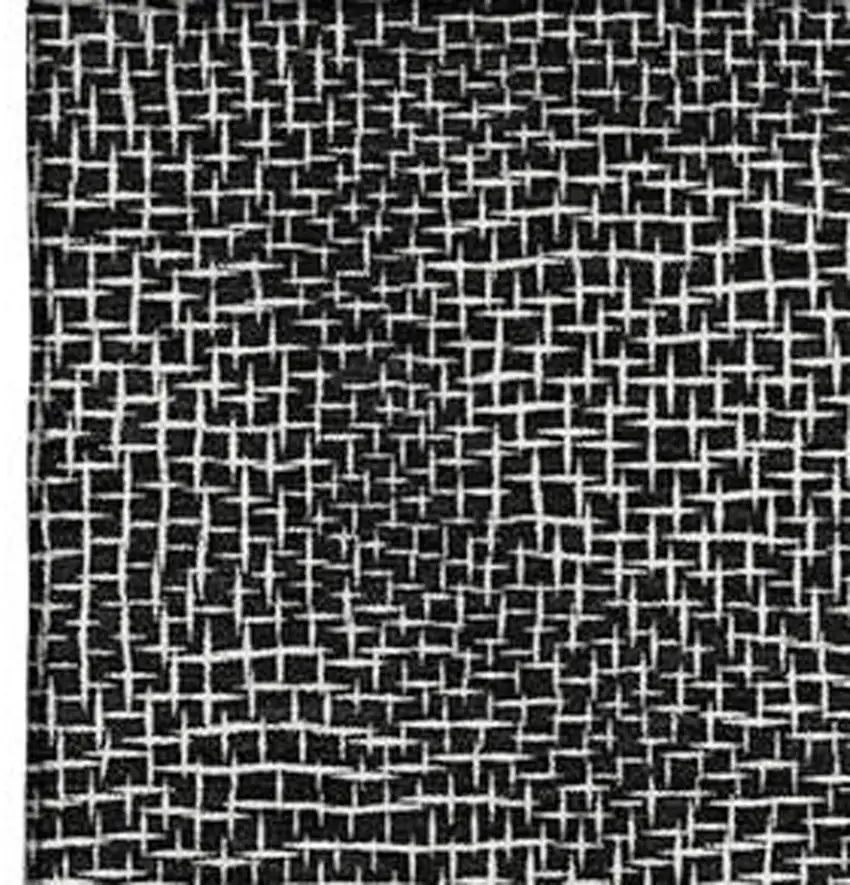 Black And Ivory Geometric Washable Area Rug With UV Protection Photo 2