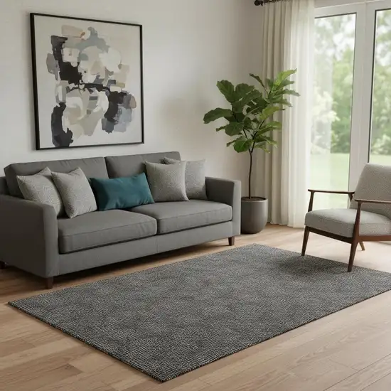 Black And Ivory Geometric Washable Area Rug With UV Protection Photo 2