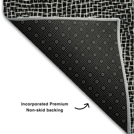 Black And Ivory Geometric Washable Area Rug With UV Protection Photo 6