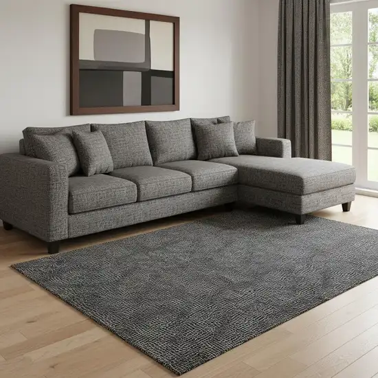 Black And Ivory Geometric Washable Area Rug With UV Protection Photo 2