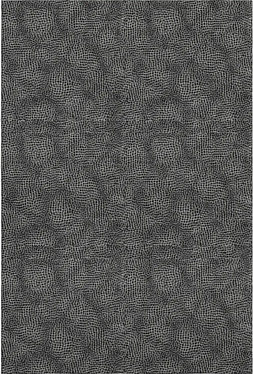 Black And Ivory Geometric Washable Area Rug With UV Protection Photo 1