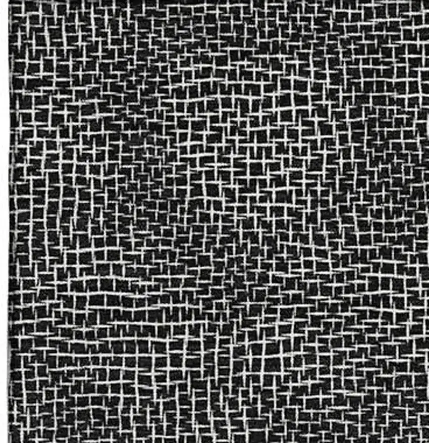 Black And Ivory Geometric Washable Area Rug With UV Protection Photo 2