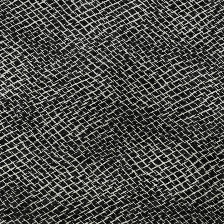 Black And Ivory Geometric Washable Area Rug With UV Protection Photo 9