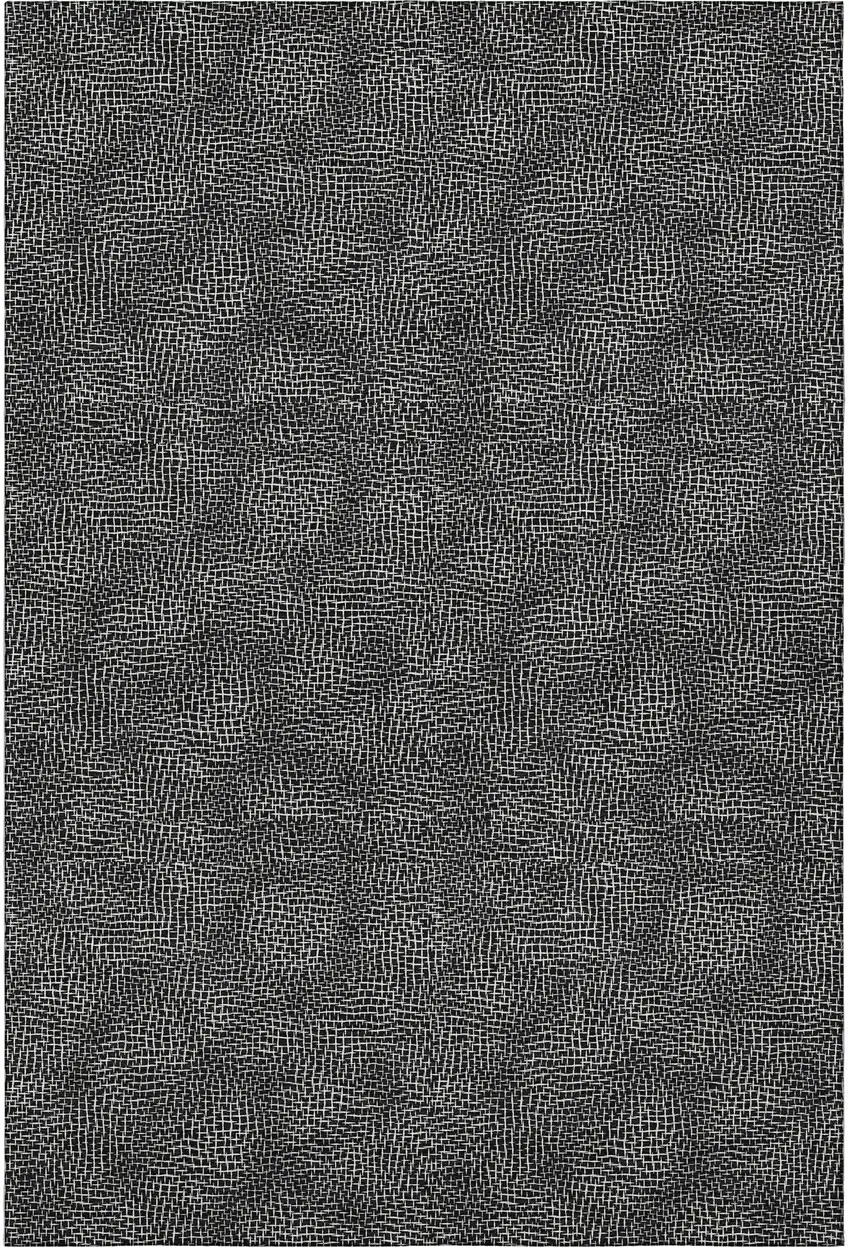 Black And Ivory Geometric Washable Area Rug With UV Protection Photo 3