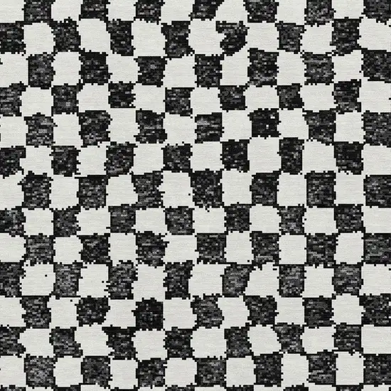 Black And Ivory Geometric Washable Area Rug With UV Protection Photo 3