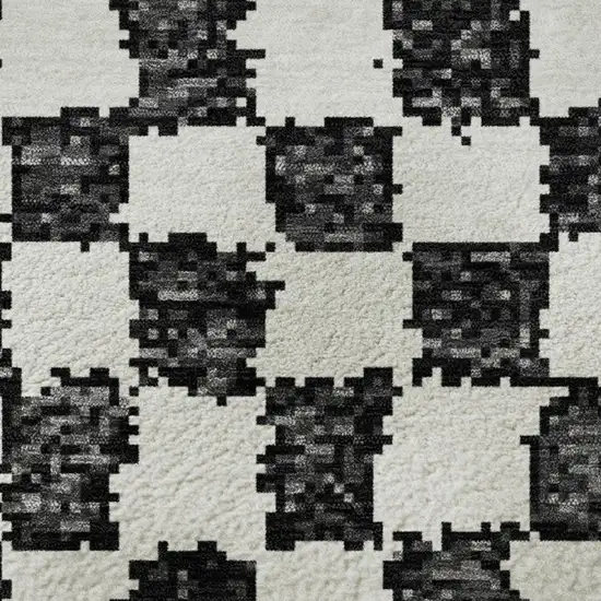 Black And Ivory Geometric Washable Area Rug With UV Protection Photo 8
