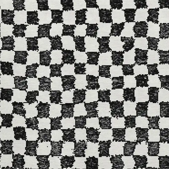 Black And Ivory Geometric Washable Area Rug With UV Protection Photo 3