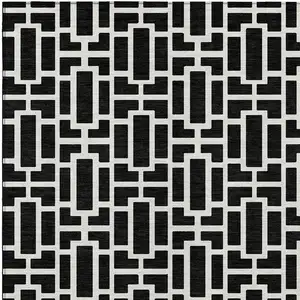 Photo of Black And Ivory Geometric Washable Indoor Outdoor Area Rug