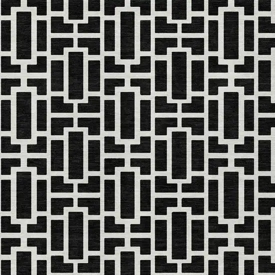 Black And Ivory Geometric Washable Indoor Outdoor Area Rug Photo 7