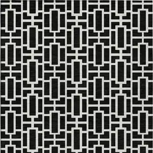 Photo of Black And Ivory Geometric Washable Indoor Outdoor Area Rug