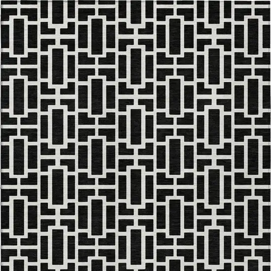 Black And Ivory Geometric Washable Indoor Outdoor Area Rug Photo 8