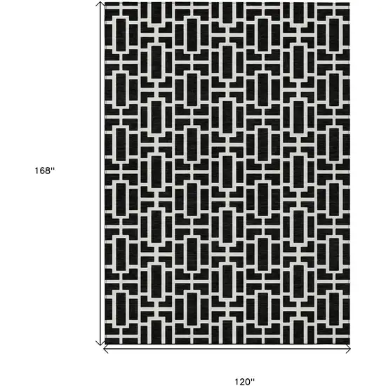 Black And Ivory Geometric Washable Indoor Outdoor Area Rug Photo 3