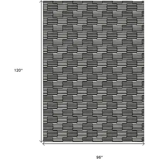 Black And Ivory Geometric Washable Indoor Outdoor Area Rug Photo 3