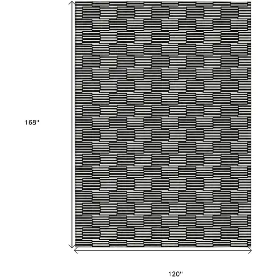 Black And Ivory Geometric Washable Indoor Outdoor Area Rug Photo 3