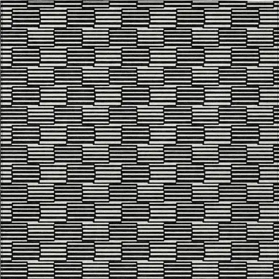 Black And Ivory Geometric Washable Indoor Outdoor Area Rug Photo 7
