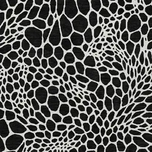 Photo of Black And Ivory Geometric Washable Indoor Outdoor Area Rug
