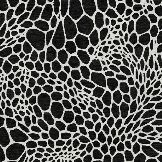 Black And Ivory Geometric Washable Indoor Outdoor Area Rug Photo 7