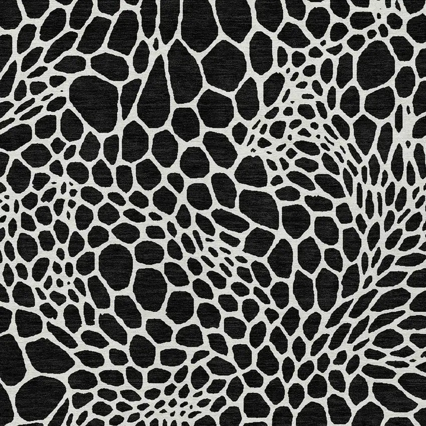 Black And Ivory Geometric Washable Indoor Outdoor Area Rug Photo 7