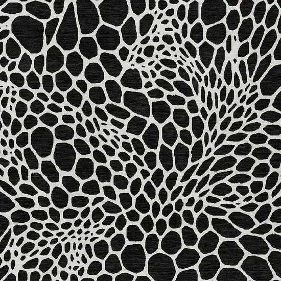 Black And Ivory Geometric Washable Indoor Outdoor Area Rug Photo 7