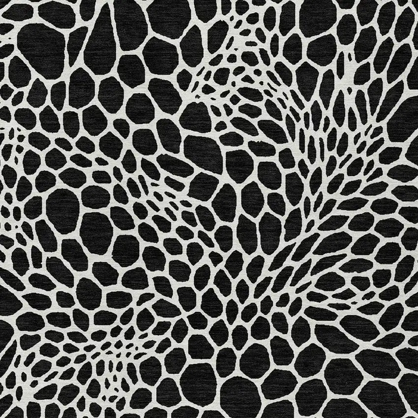 Black And Ivory Geometric Washable Indoor Outdoor Area Rug Photo 7