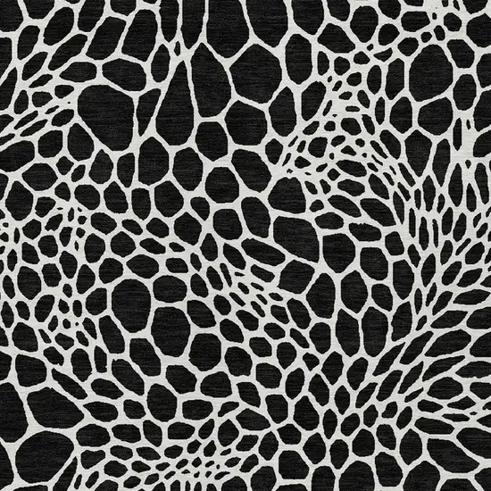 Black And Ivory Geometric Washable Indoor Outdoor Area Rug Photo 7