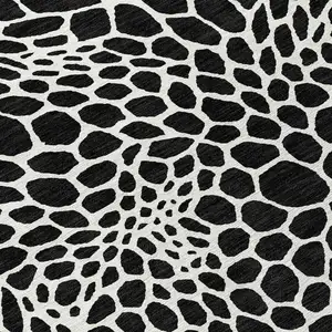 Photo of Black And Ivory Geometric Washable Indoor Outdoor Area Rug