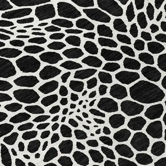 Black And Ivory Geometric Washable Indoor Outdoor Area Rug Photo 6