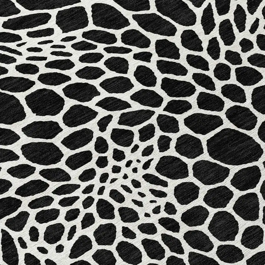 Black And Ivory Geometric Washable Indoor Outdoor Area Rug Photo 6