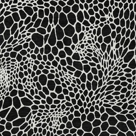 Black And Ivory Geometric Washable Indoor Outdoor Area Rug Photo 8