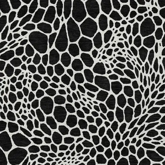 Black And Ivory Geometric Washable Indoor Outdoor Area Rug Photo 7