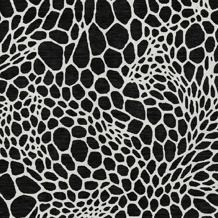 Black And Ivory Geometric Washable Indoor Outdoor Area Rug Photo 7