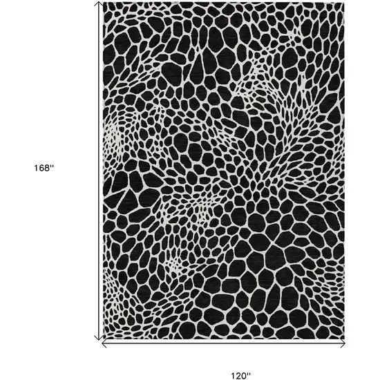 Black And Ivory Geometric Washable Indoor Outdoor Area Rug Photo 3