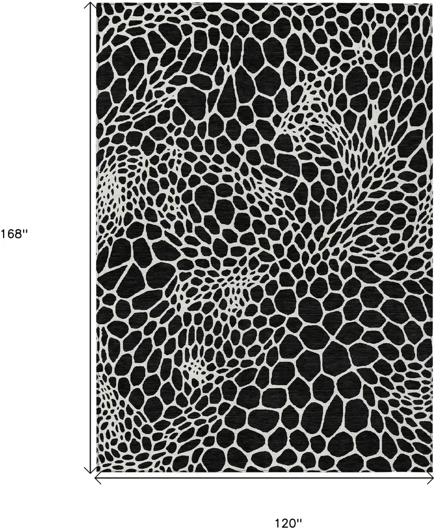 Black And Ivory Geometric Washable Indoor Outdoor Area Rug Photo 3