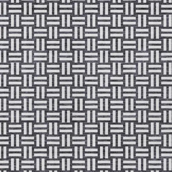 Black And Ivory Geometric Washable Indoor Outdoor Area Rug Photo 6