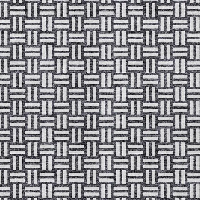 Black And Ivory Geometric Washable Indoor Outdoor Area Rug Photo 6