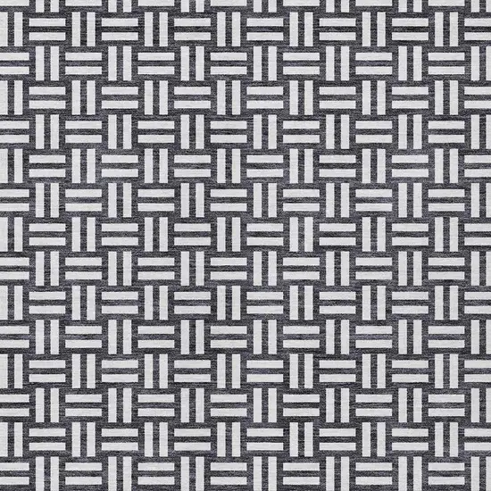 Black And Ivory Geometric Washable Indoor Outdoor Area Rug Photo 6