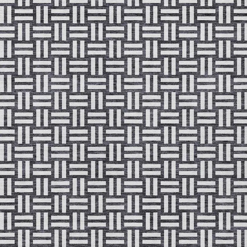 Black And Ivory Geometric Washable Indoor Outdoor Area Rug Photo 6