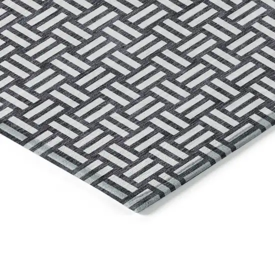 Black And Ivory Geometric Washable Indoor Outdoor Area Rug Photo 5