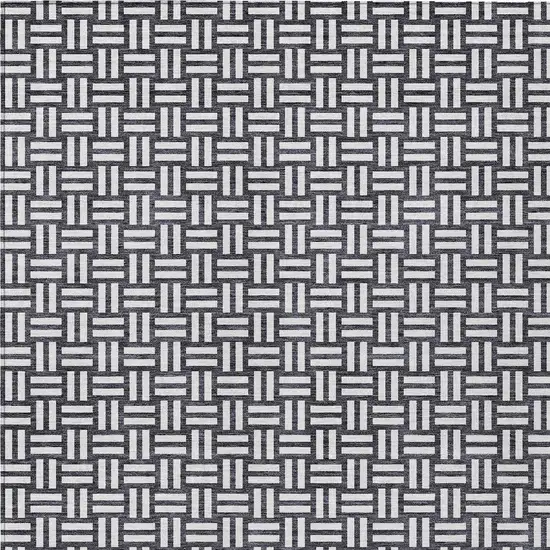 Black And Ivory Geometric Washable Indoor Outdoor Area Rug Photo 6