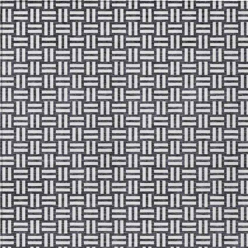 Black And Ivory Geometric Washable Indoor Outdoor Area Rug Photo 6